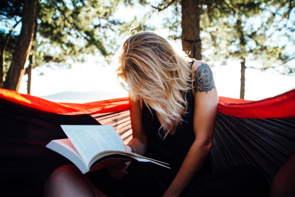 Woman Reading Book forest