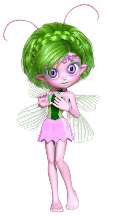 pink fay with green hair