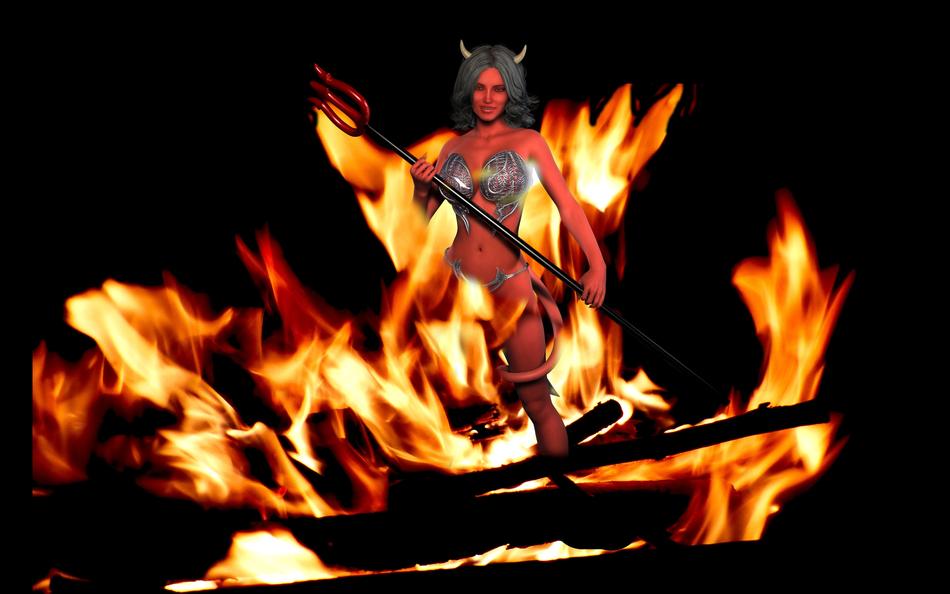 fancy woman in fire