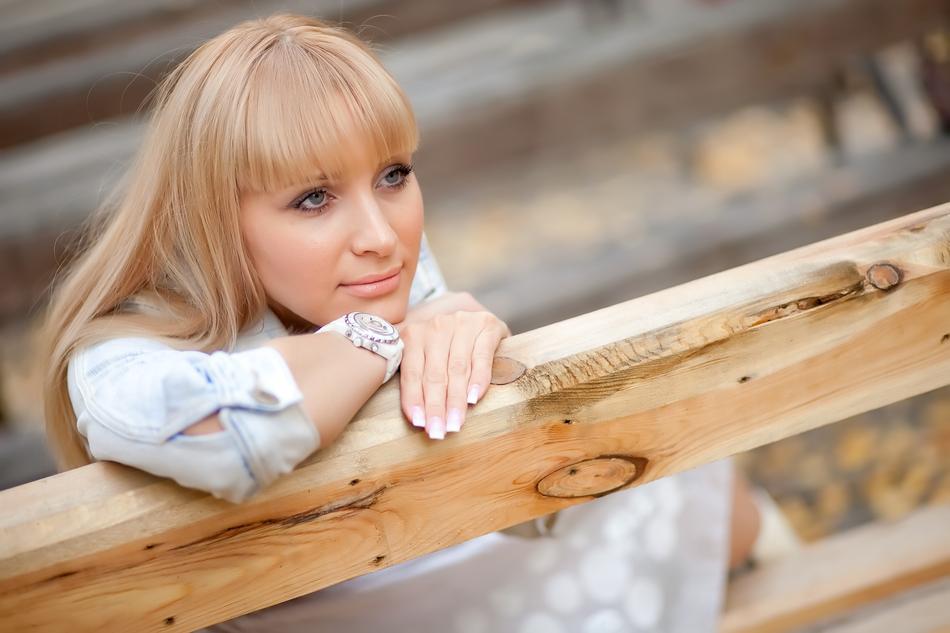 Lovely woman and woof fence