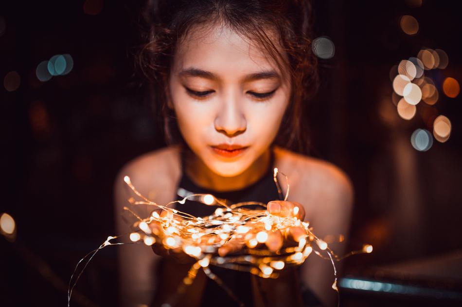 young woman in the evening