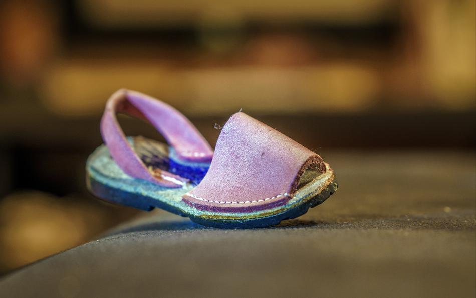 baby pink shoes on blurred background