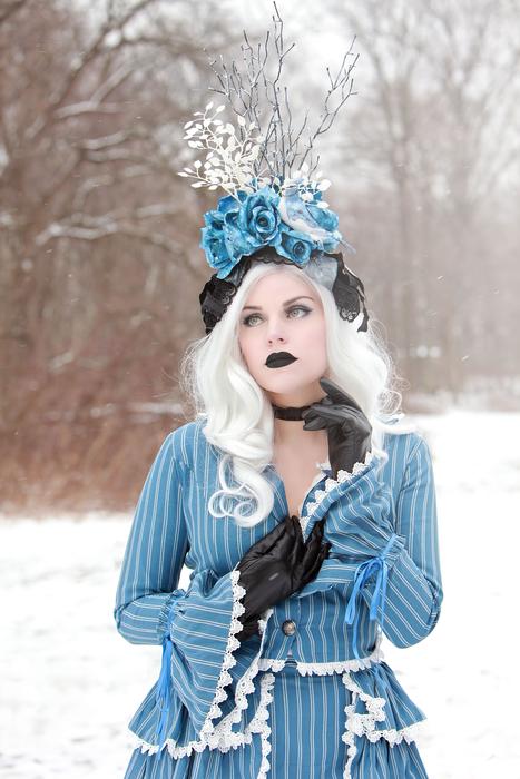woman in mystical image in winter