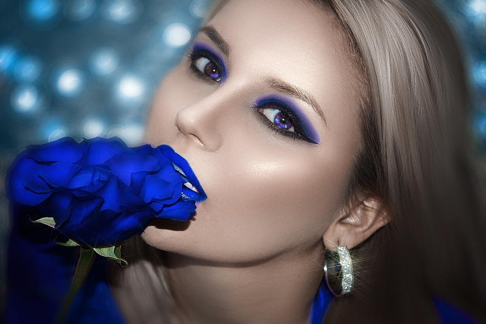 Woman Portrait with blue flower