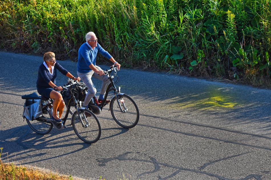 old couple cycling