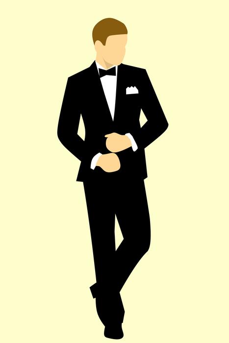 ilhouette of the groom on a beige background