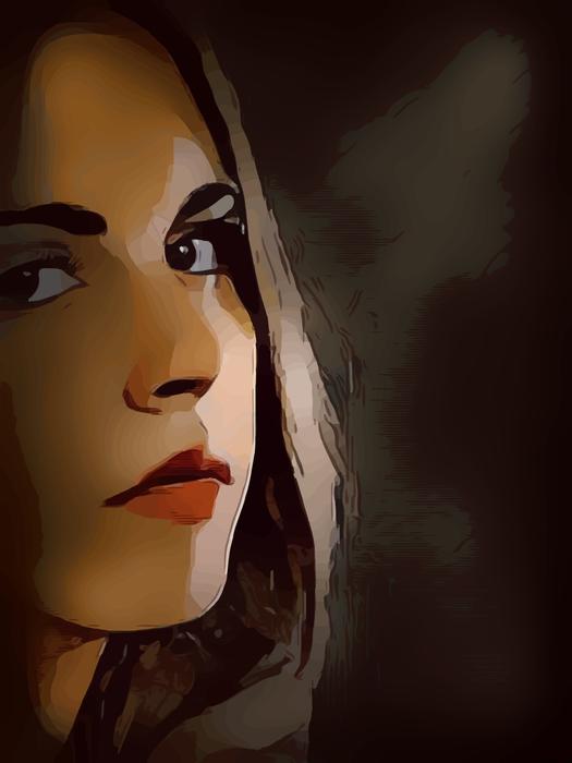 watercolor painted portrait of an attractive girl