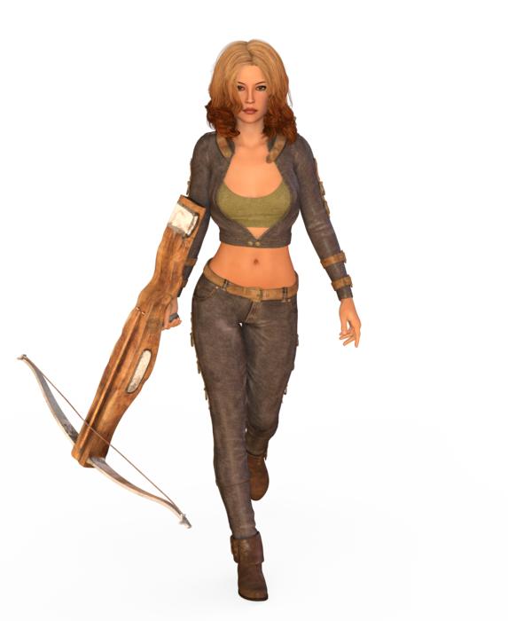woman with a crossbow as a 3d model