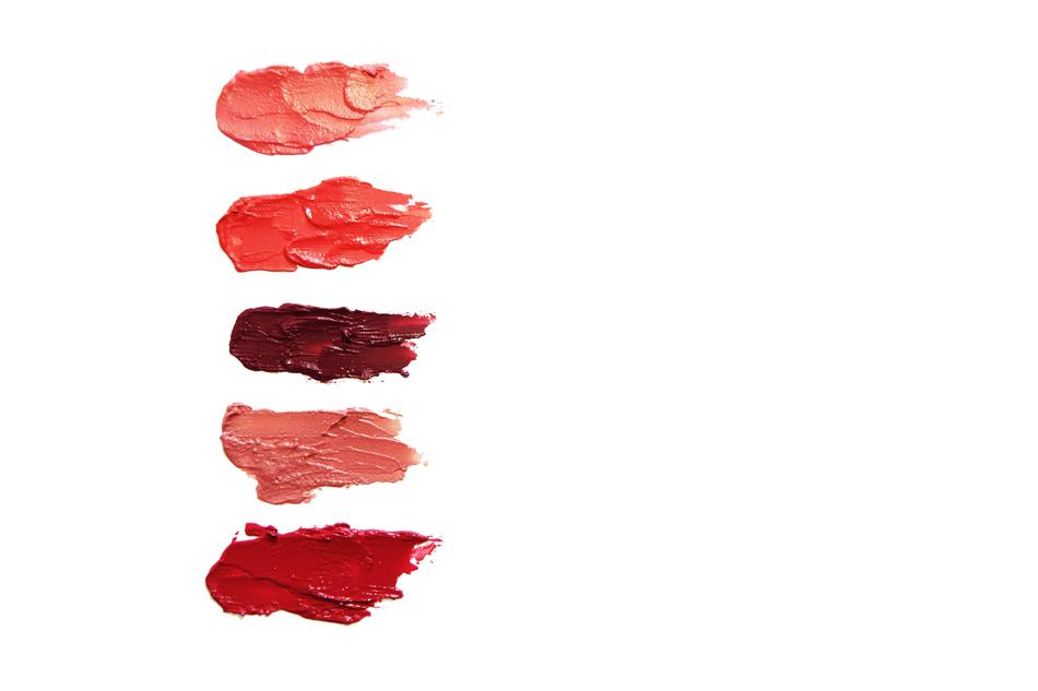 assorted lipstick on white