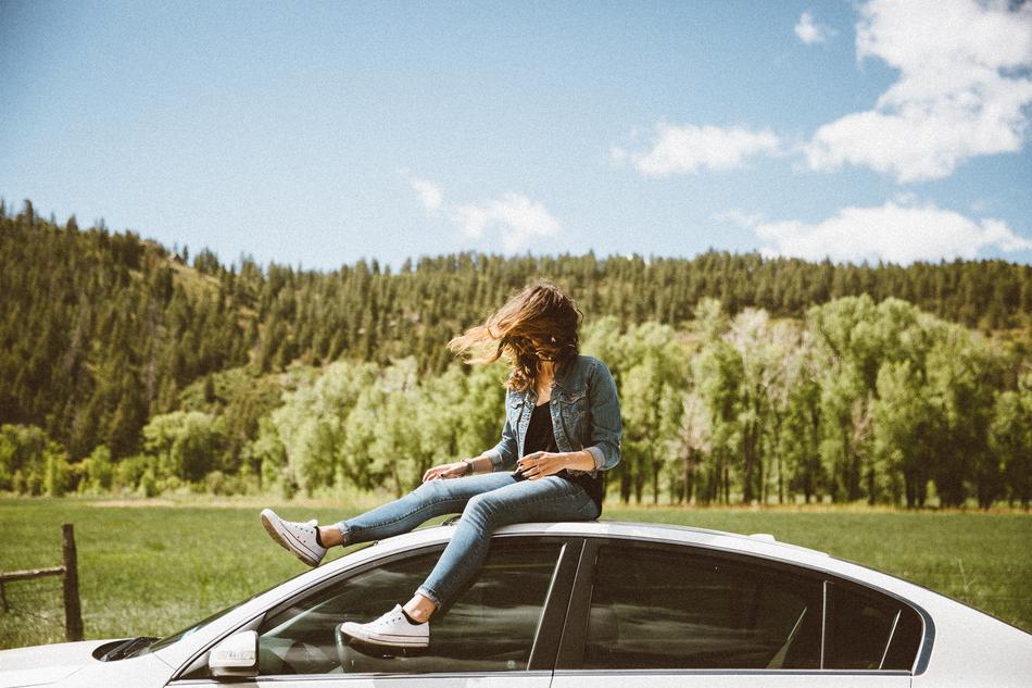 girl on the car top