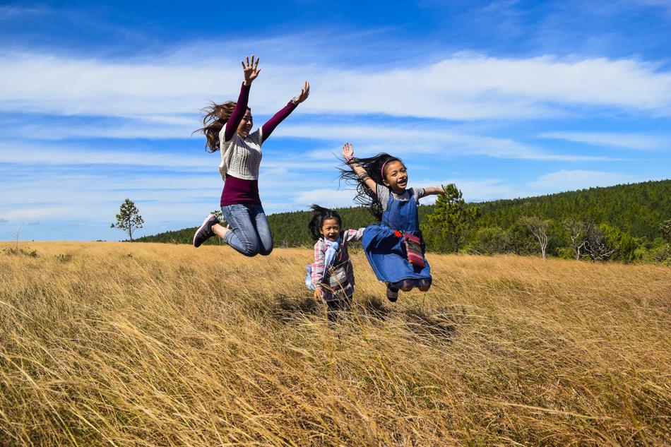 joyful kids on the field