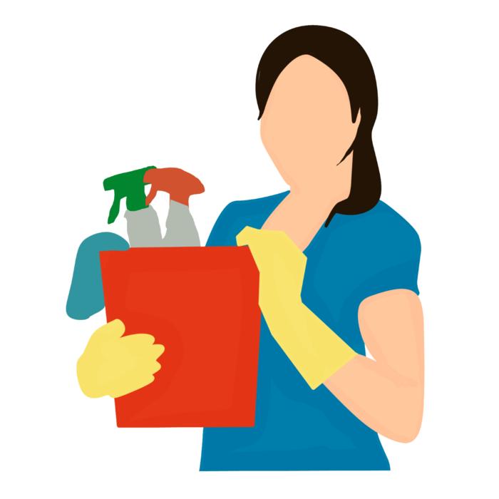 cleaning woman drawing