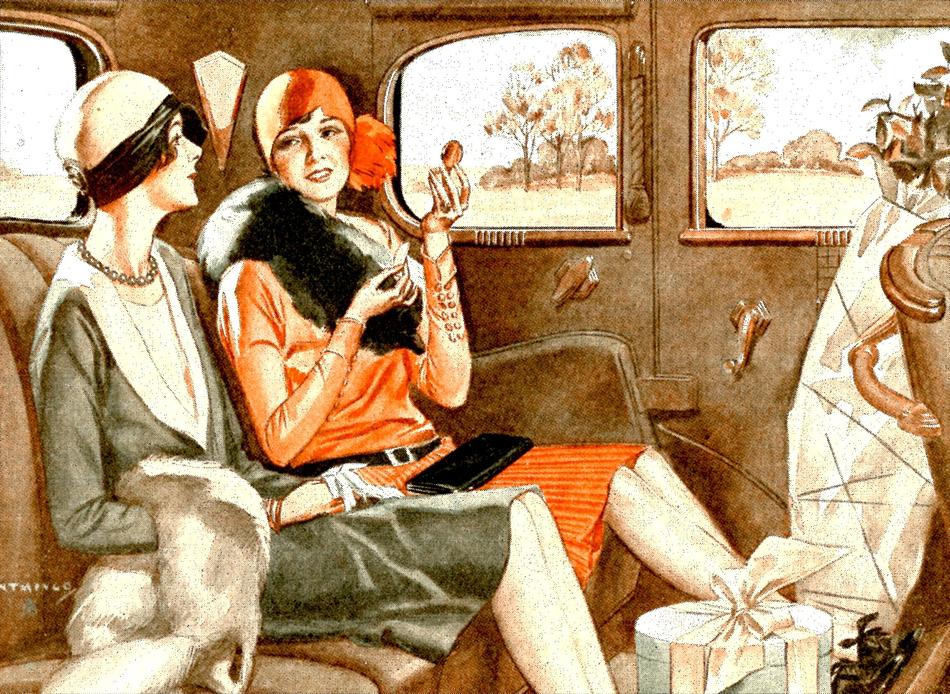 automobile transport passenger retro drawing