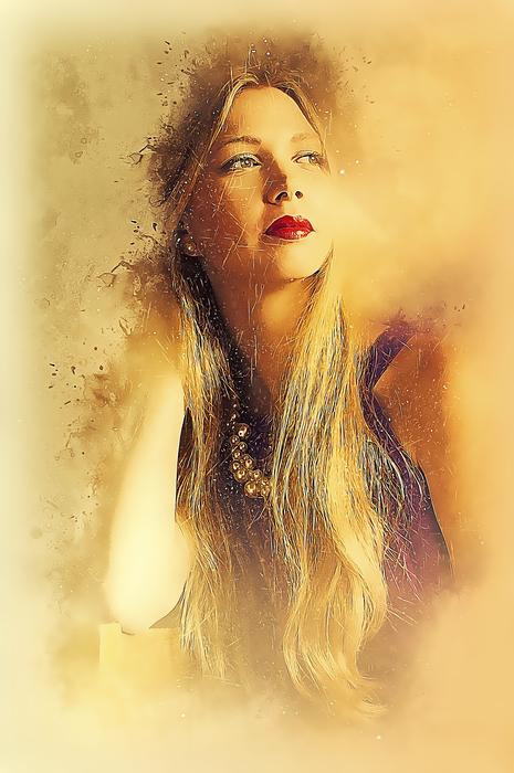 girl beautiful young watercolor drawing