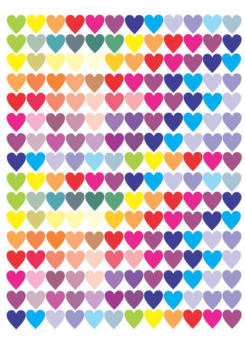 poster with colorful hearts