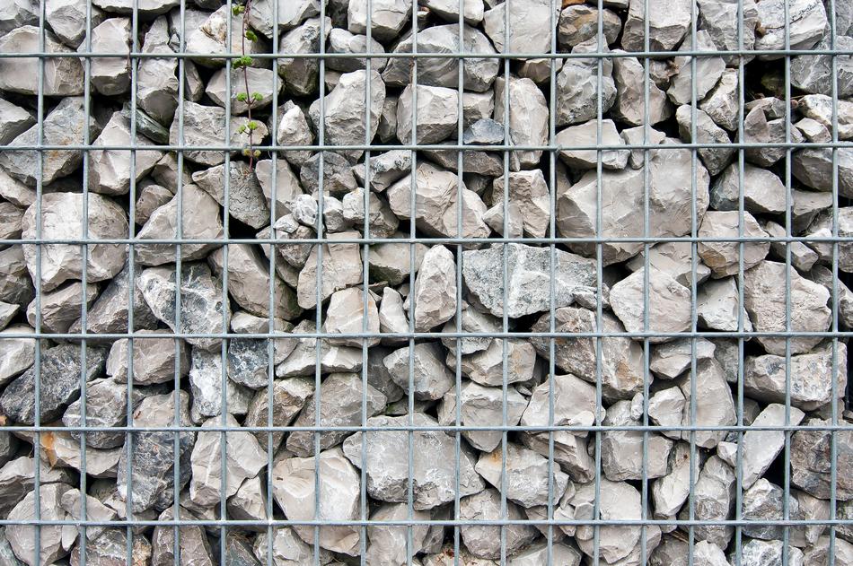 Close-up of the stones, behind the metal bars