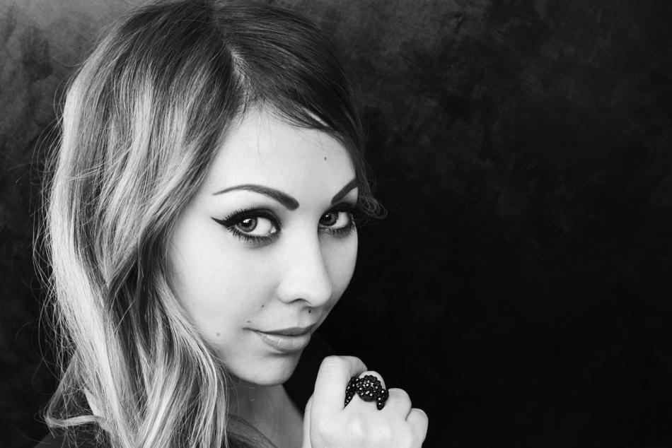 black and white picture of a charming woman