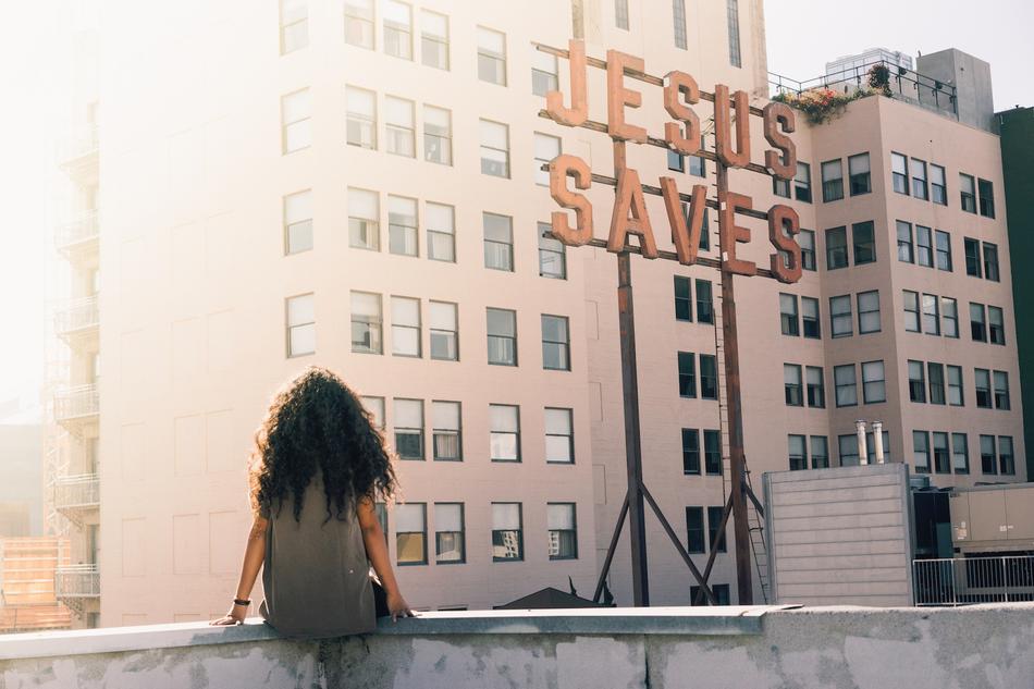 Cityscape of Buildings and girl