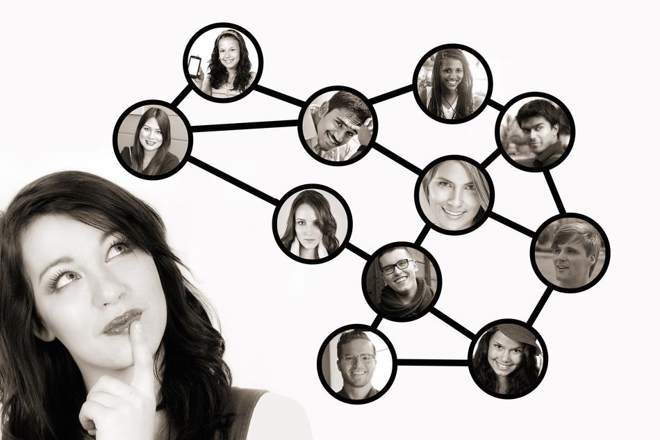 photos of people connected by lines