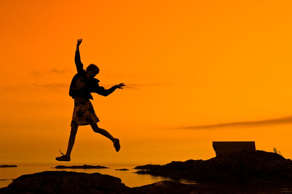 Girl orange sky