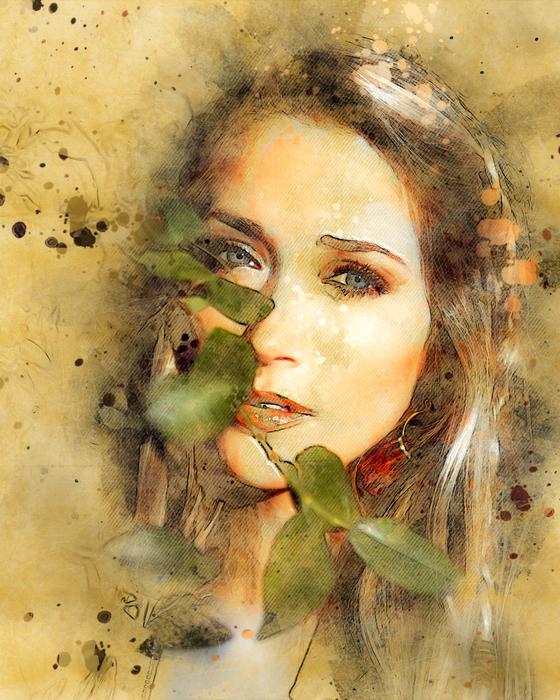 female beauty as watercolor painting