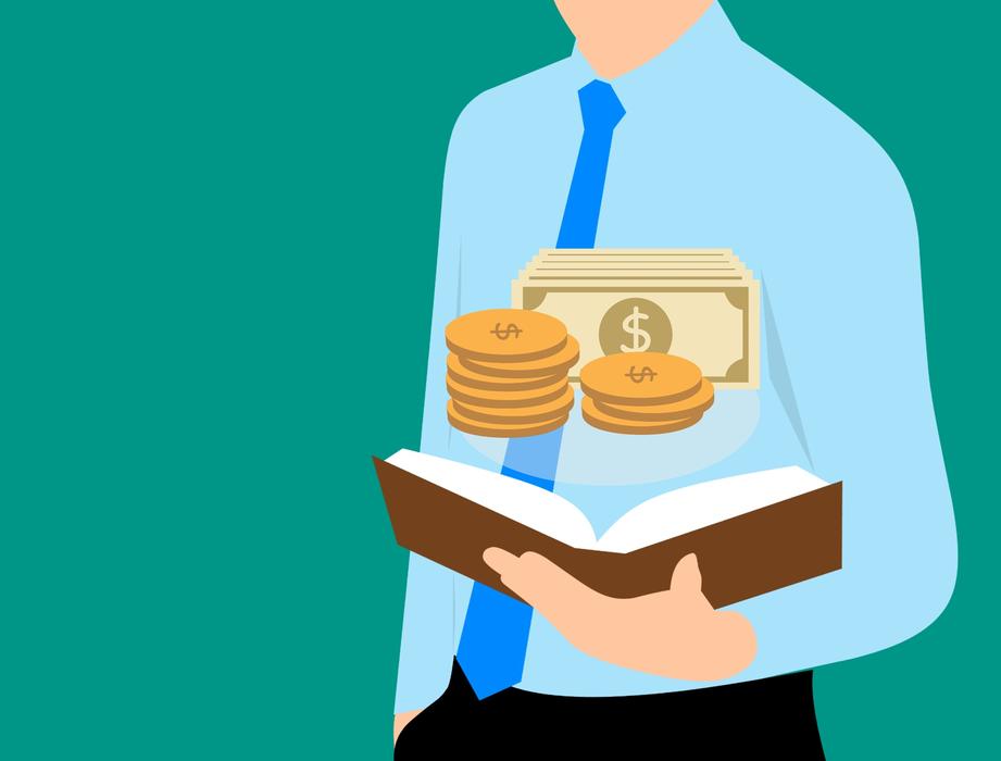 man with financial money guide book