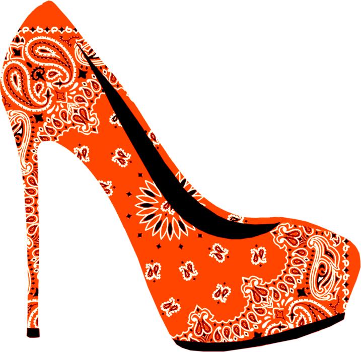 high heel with orange design