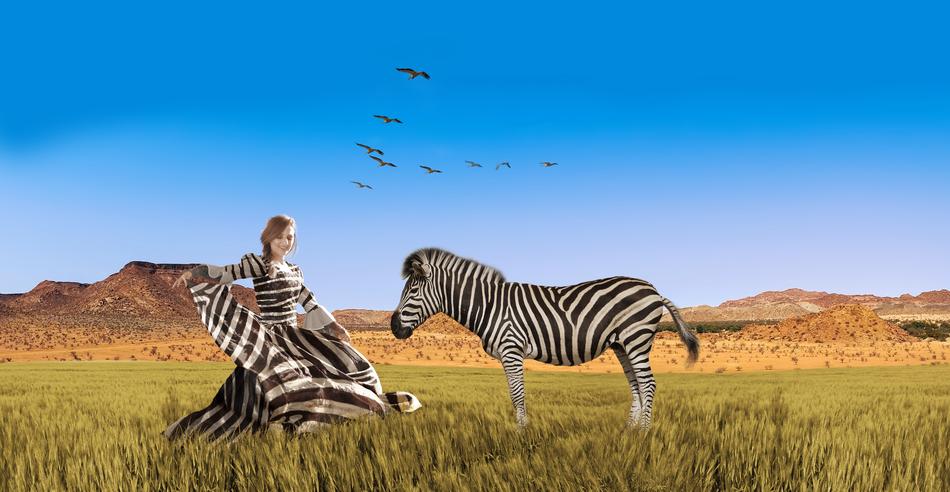 woman with zebra