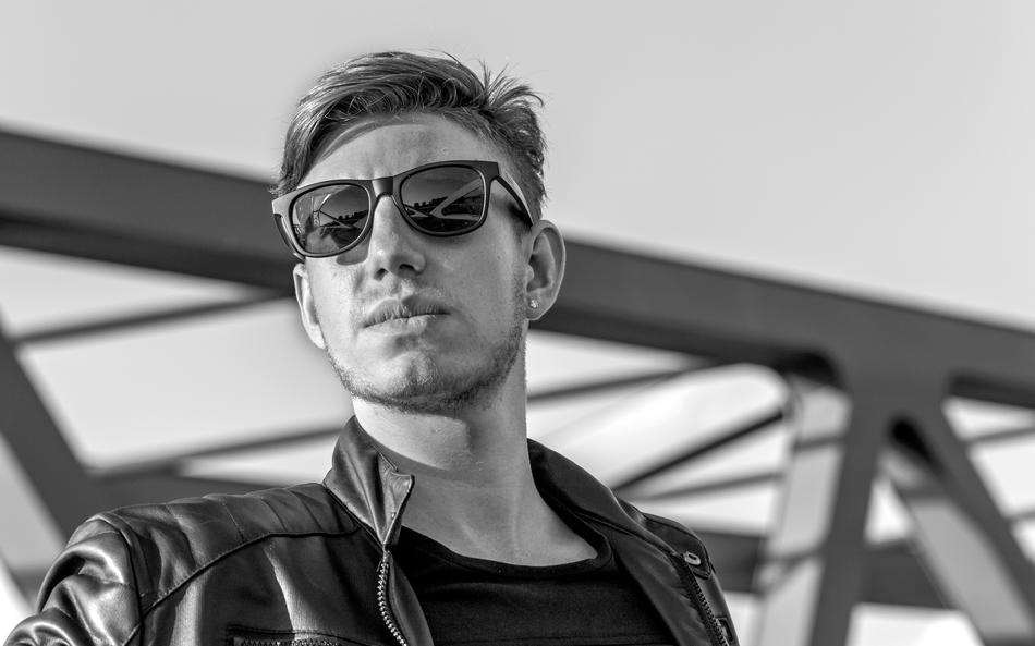 monochrome photo of man in Sunglasses Summer Days
