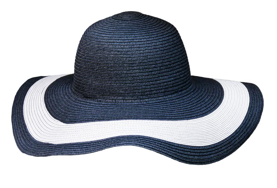 blue and white hat