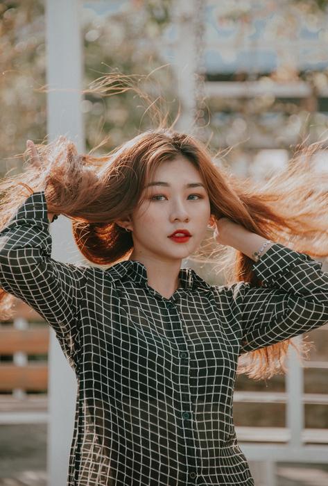 asian redhead girl with makeup
