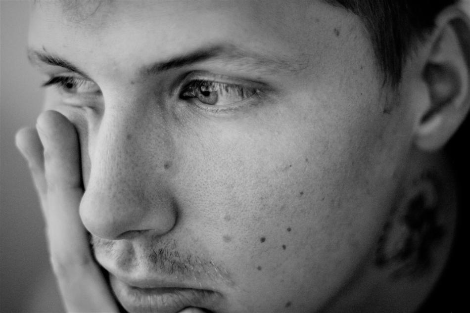 Thought face black and white