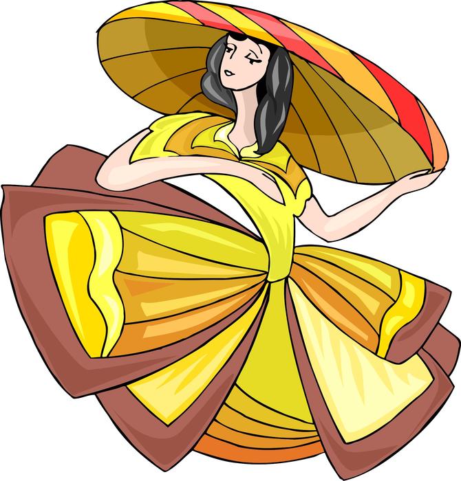 beautiful woman with hat as illustration
