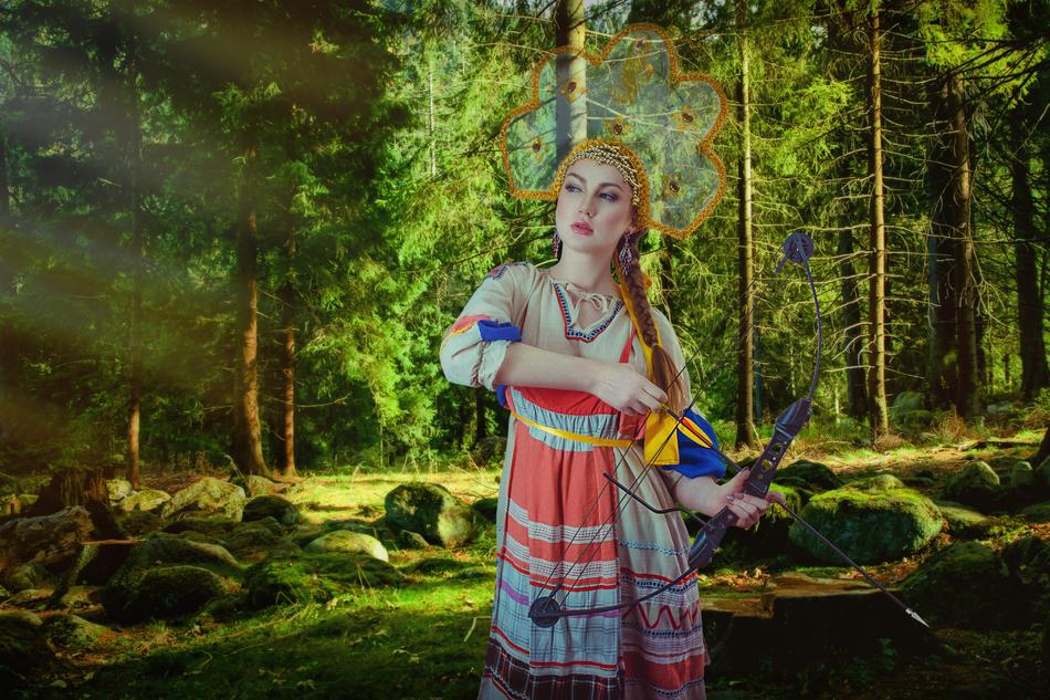 Russian beauty in the forest
