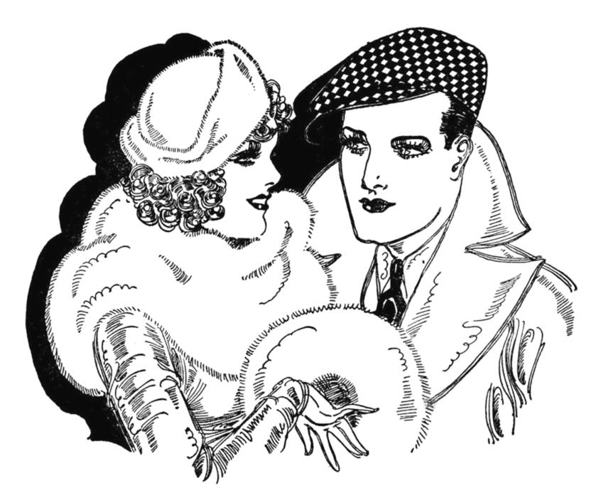 art couple retro drawing