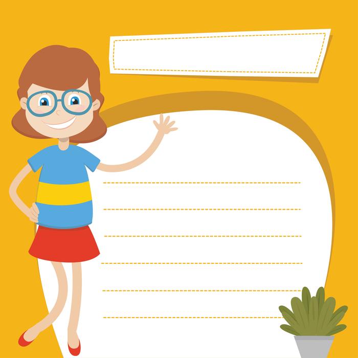 template with smiling teacher