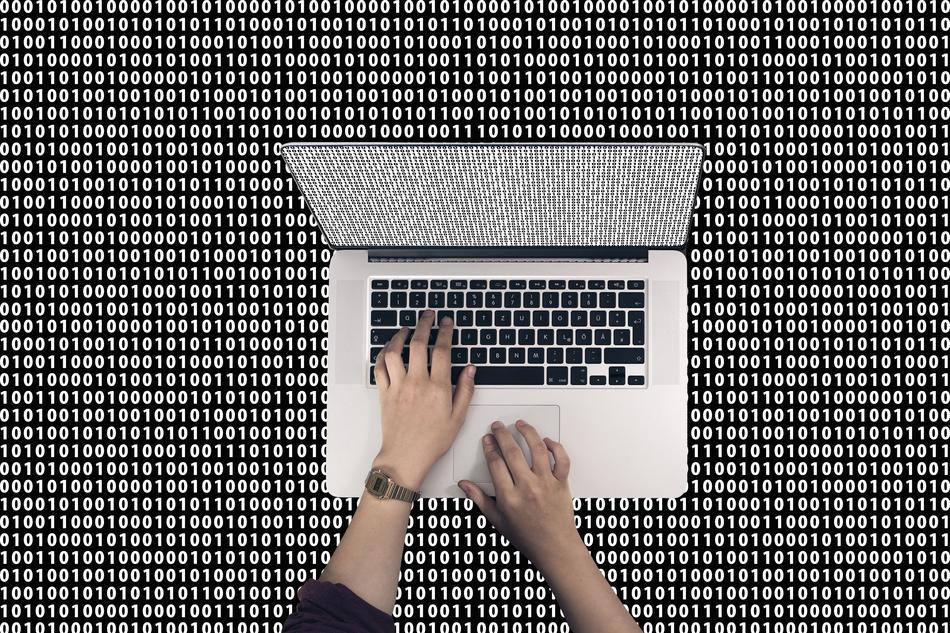 clipart of Binary Hands Keyboard