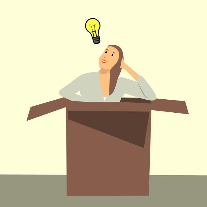 picture of a woman in a box