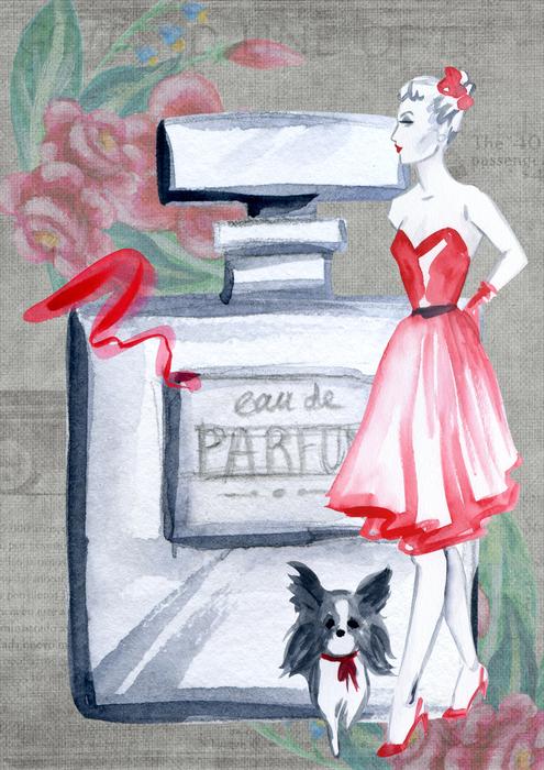 perfume for a girl on a vintage picture