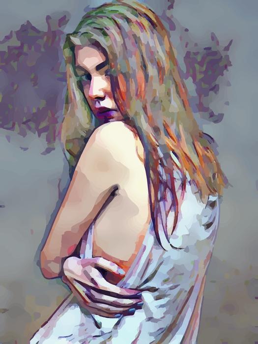 woman worried drawing
