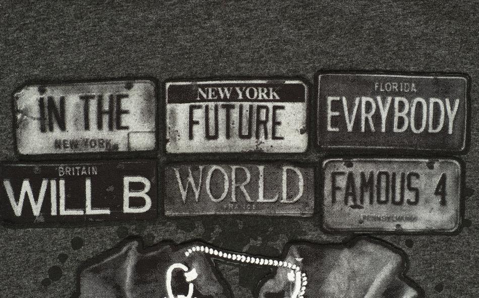 Black and white photo with the old retro signs, with words