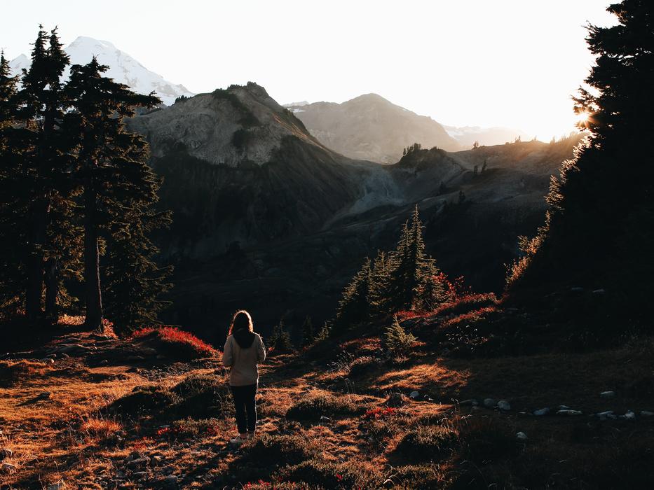 Woman Outdoors Mountains sun