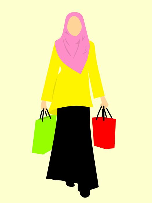 clipart of muslim shopping full girl