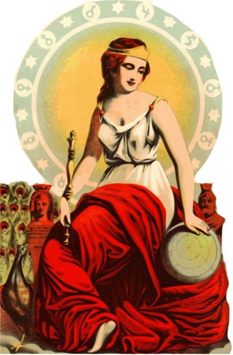 Colorful and beautiful painting of the lady, at background with the pattern, clipart