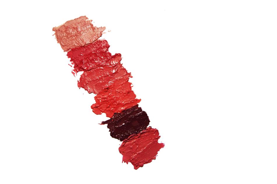 lipstick swathes at white background