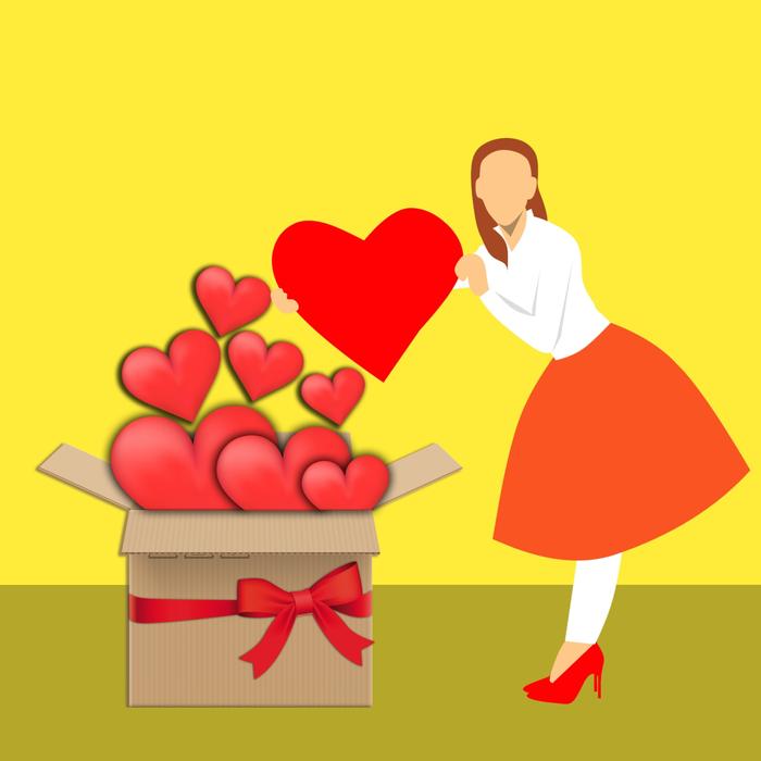 illustration of valentine s surprised girl gifts