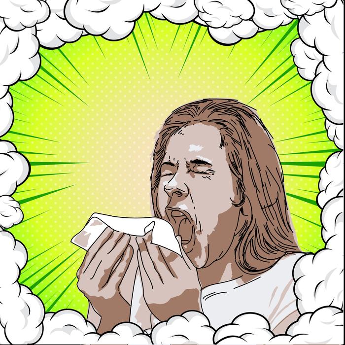 drawn sneezing girl
