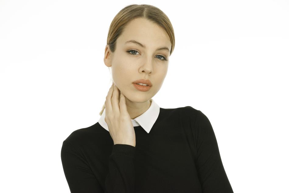 portrait of a beautiful girl on a white background