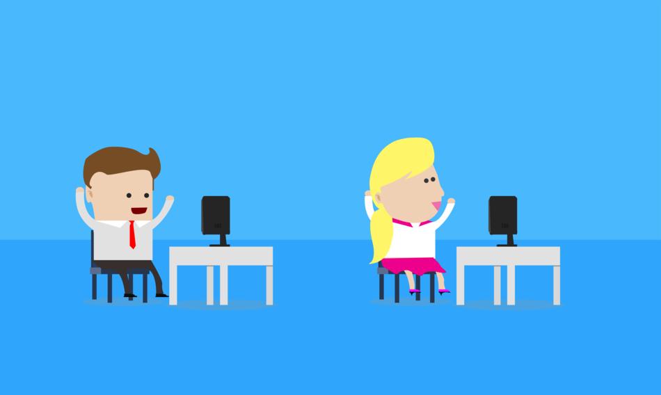 male and female in office