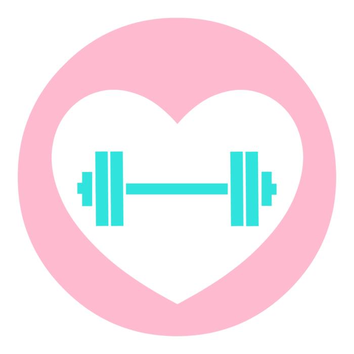work out, icon with dumb bells in heart shape